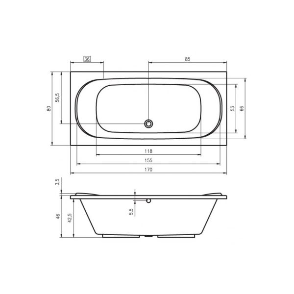 Акриловая ванна Riho Taurus 175x80 (сифон автомат)