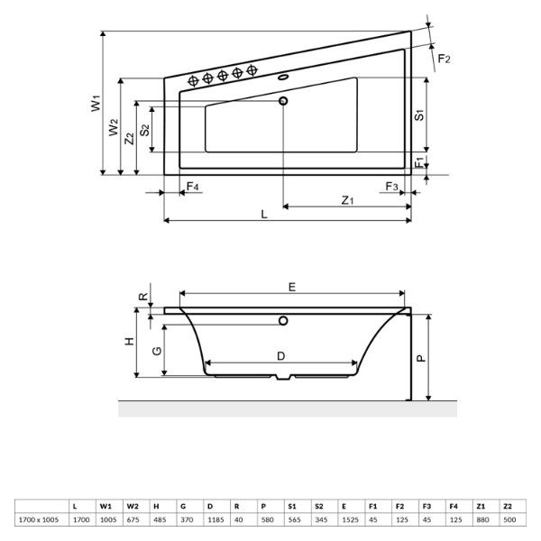 Акриловая ванна Excellent Sfera 170x100 (сифон автомат)