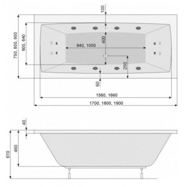 Акриловая ванна Poolspa Vita 170x75 (сифон автомат)