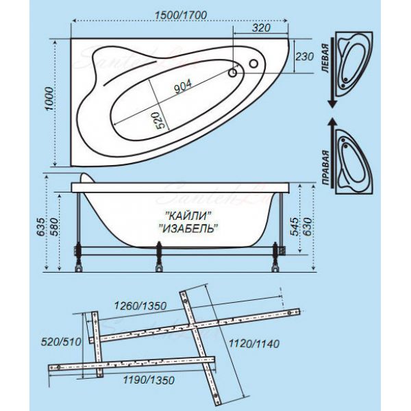 Акриловая ванна Triton КАЙЛИ 150x100 (сифон автомат)